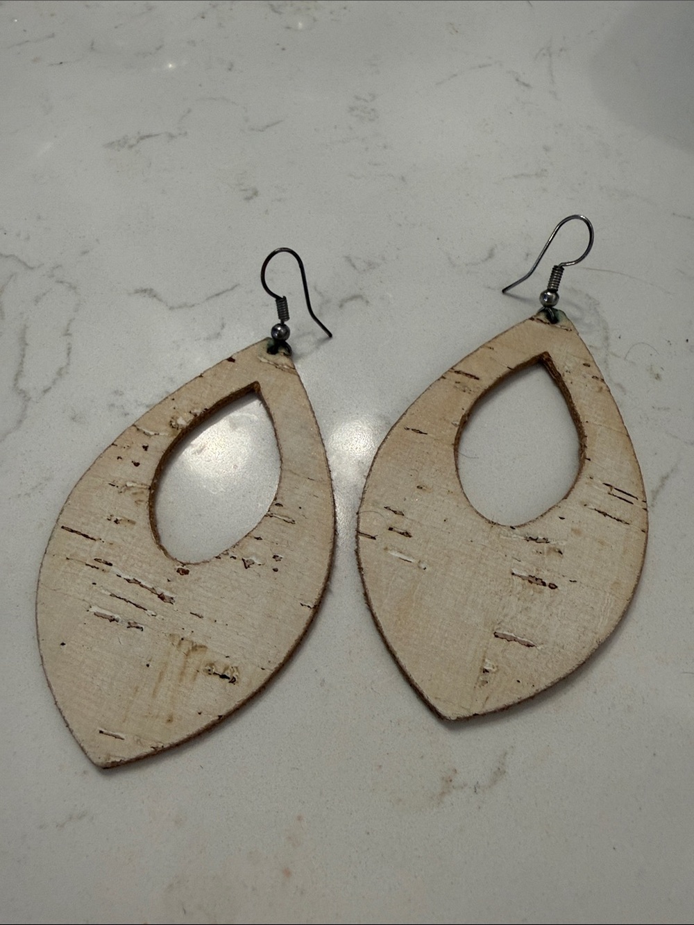 Natural Teardrop cork Earrings - Light Birch Tone